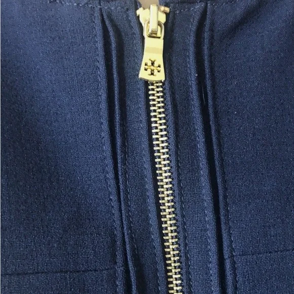 Tory Burch Blue with Gold Hardware with Embossment Dress EUC Size 4 - Picture 9 of 11